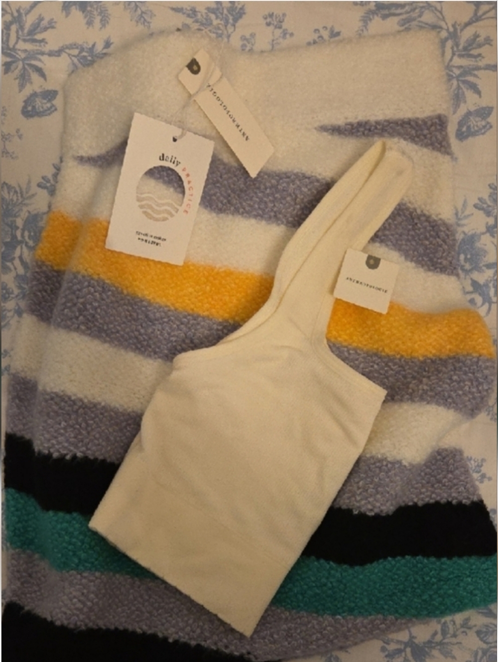 Final Price Set Of Anthropologie Striped  Mini Skirt + White Top Style NWT xxs